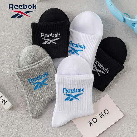 Reebok socks summer sports medium and short socks for men and women, medium and large children's socks, teenagers' thin breathable sweat-absorbent and deodorant cotton socks parent-child socks