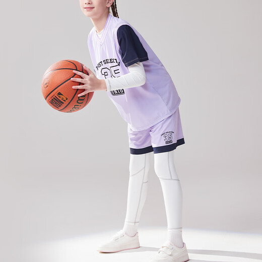 悦步儿童篮球服套装秋冬男女童紧身速干衣足球跑步运动健身打底训练服 冰雪菱形背心款 120