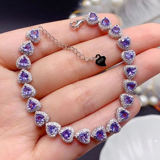 Feiyu tanzanite bracelet for women s925 silver inlaid with pure electric sapphire classic love bracelet high-end temperament jewelry