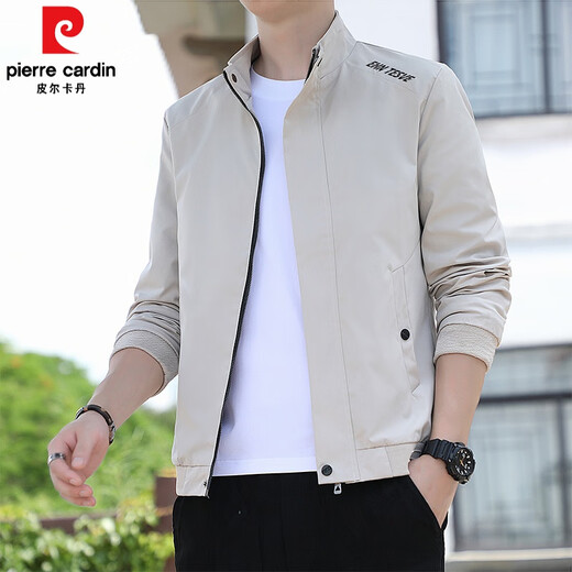 Pierre cardin spring and autumn men's thin coat men's 2025 new stand-up collar jacket trendy versatile casual windbreaker jacket men 686 [Black] L [Suggested 95-110Jin [Jin equals about 0.5 kg]]
