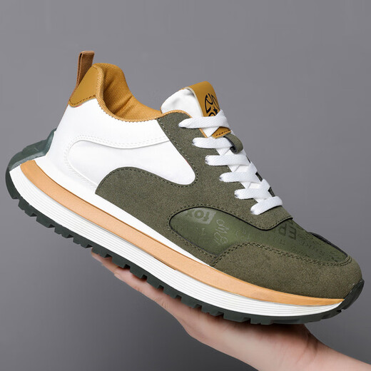 CHANGXIANG HUILI Estación europea Zapatos para hombres de invierno Feeling All-Match Sports and informal Forrest Gump Shoes Teen Running Anti-Slip Dad Tendy Shoes CS9903 Green 39