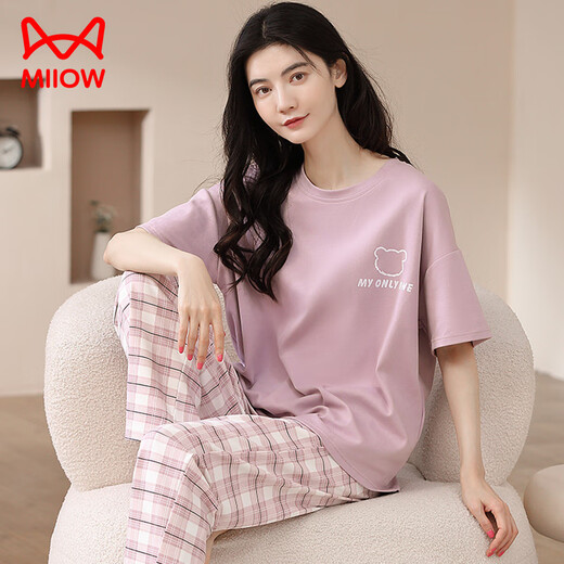 Catman (Miiow) 2025 Nouveau pyjama pour les femmes en coton pur au printemps et en été pantalon à manches courtes pour un coton mince d'été peut être porté à l'extérieur des vêtements maison 684 m