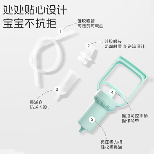马博士宝宝手拉吸鼻器婴儿吸鼻涕器掏鼻屎新生儿童鼻塞通鼻清洁器蓝色