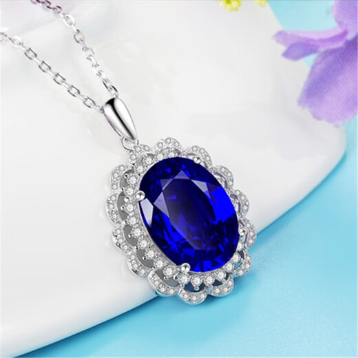 Guran 925 sterling silver sapphire luxury oval pendant 18k gold plated blue tanzanite gemstone princess new clavicle necklace
