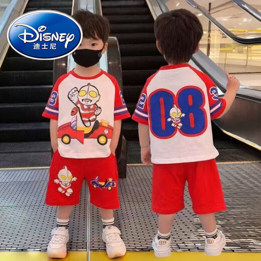 迪士尼（Disney）儿童奥特曼衣服2025夏季新款男童短袖t恤短裤套装男孩卡通两件套 太空人-灰色-1047. 110建议100-110cn 均码