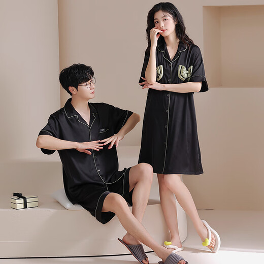 Fuxin Kang Bingsi Pare Pajamas Мужской летний костюм с коротким рукавом тонкий прохладный ночной платье Женская домашняя одежда GLQ-6210 2XL-мужчины [высота 168-178-вес 150-170]