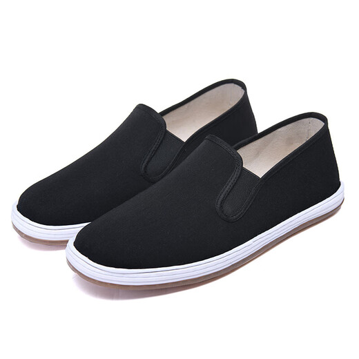 Viejos zapatos de tela de Beijing cómodos y transpirables zapatos de hombres suaves para hombres casuales livianos y versátiles auténticos telas hechas a mano pura noche oscura d-2 42 (260 mm) [simple y generoso]