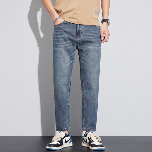 Rongxitu (Rongxitu) Neun-Punkte-Jeans im Sommer dünne Stil mit hoher Straight Fashion Casual Xiang829 Peacock Blue 28