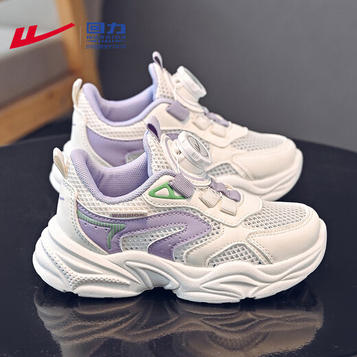 回力（Warrior）童鞋女童运动鞋夏季网面透气校园软底小白鞋WZ(CL)-1049 米/紫28