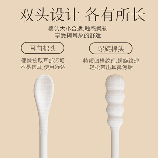 COOKSS婴儿棉签棉棒新生儿宝宝掏耳朵鼻屎肚脐螺旋头挖耳勺化妆消毒专用