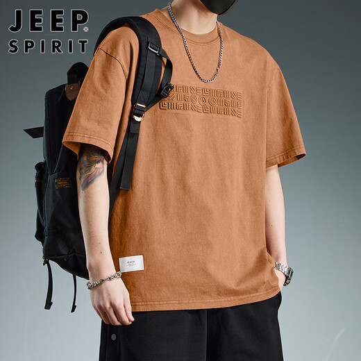 Jeep Spirit Jeep Kurzärärmelte T-Shirt Herren Sommer High-End-Herrenreine Baumwolle halbärmelige Basishemd Trendy Marke Top Heavy T-Shirt