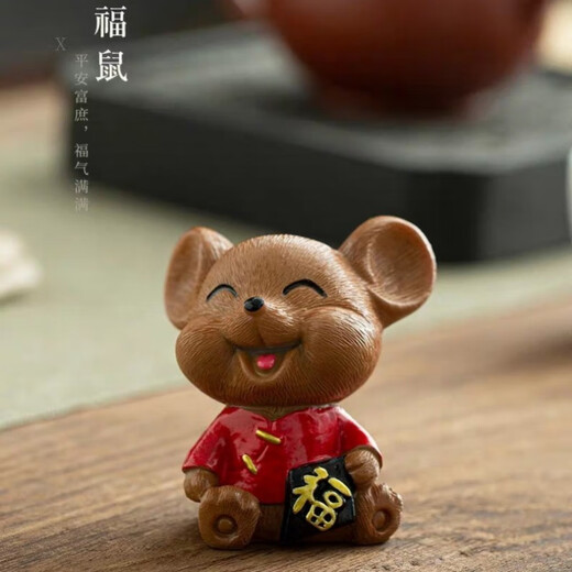 Resin Ceramic Cute Mouse Creative Home Tea Pet Desktop Tea Art Ornament Fine Tea Fortune and Fortune Double Mouse