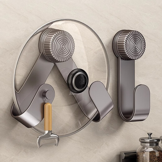 YOUQIN Suction Cup Lid Rack No-Punch Wall-mounted Stainless Steel Kitchen Storage Rack Storage Chopping Board Placer Gun Ash 1 Pack Suction Cup Style