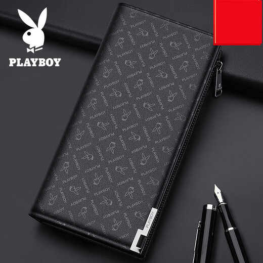 花花公子（PLAYBOY）花花公钱包男士长款大容量卡包钱夹多卡位手抓包手拿包皮夹男款潮 黑色9731-0B 【加大容量】