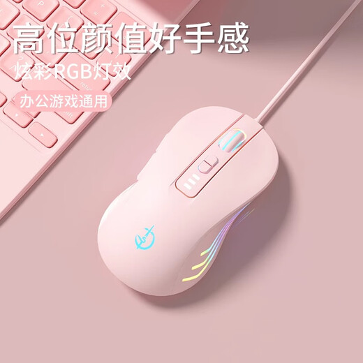 剑圣一族有线鼠标静音鼠标电竞游戏鼠标自定义宏男生女生通用适用华硕天选笔记本电脑台式通用带侧键 G800 天空蓝【基础3键-滚轮炫光-1600dpi】