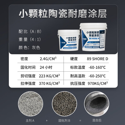 XMSJBS9226小颗粒耐磨防护剂泵蜗壳陶瓷修复胶叶轮防护涂层材料 灰色-高温款-5g