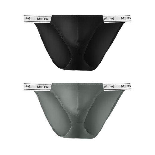 Catman Miiow High-Strip-Slips Herrenunterwäsche 2025 Neue Ice Seide Sexy reine und narbene dünne Gurt Tanga rot grau + schwarz 2xl