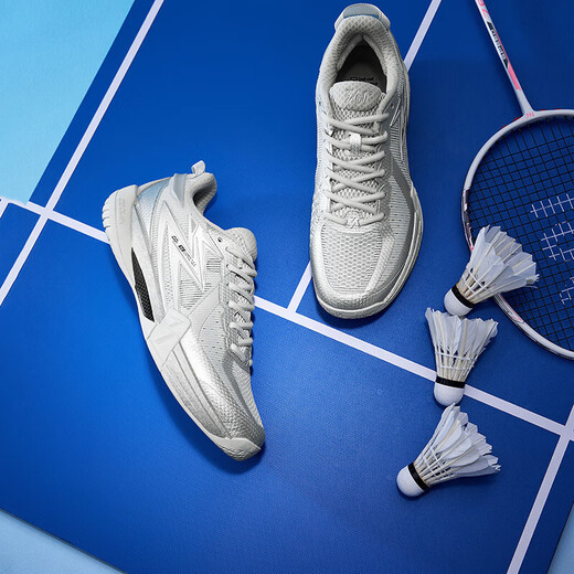 361 Men's and Women's Badminton Shoes Winning PRO Summer New Breathable Anti-Slip Training Sports Shoes Photon Gray/Silver White 40