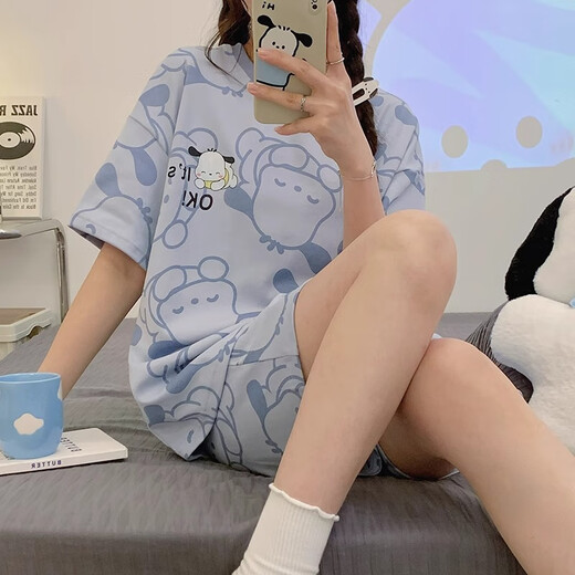 Jingpufei Sommer süßer Kurzarm-Schlafanzug für Studenten, Heimkleidung, großer Anzug, Guangzhou, dreizehn Linien, 683, schlafender Hund, 185, 2XL, empfohlen 125–150, Jin Jin entspricht 0,5 kg