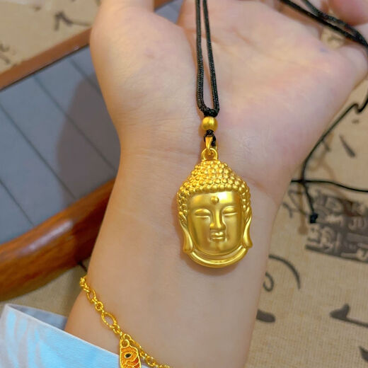 Ya Ge Vietnamese sand gold Buddha head pendant necklace for men and women imitation gold solid Buddha head real name Buddha pendant does not fade high quality Buddha head pendant + box chain