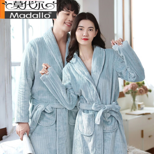 Modal Herbst- und Winter Flanellpaare Nachthemd Damen Bademantel Koralle Samt verdickte Pyjamas Herrenhauskleidung langärmelte Bademantel Hellgraues Frauenkleid Y719 L