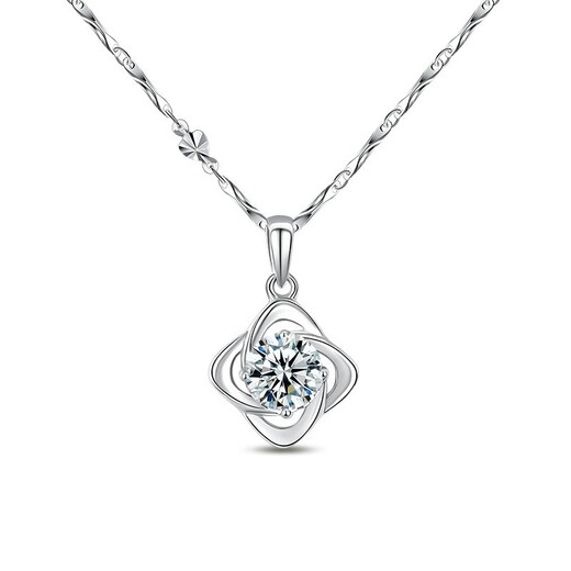 Fat Donglai's same style PT950 platinum necklace for women, platinum diamond pendant, clavicle chain, new style for Valentine's Day, four-leaf clover platinum necklace with white diamonds
