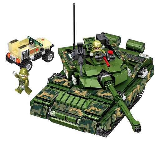 Remote-controlled Weiss building block car off-road armored vehicle assembly toy tank car children's development and brain upgrade version New building block remote-controlled military tank car-HA3891