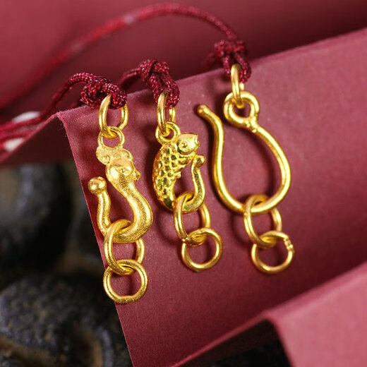 ZHIO pure gold ancient method handmade old gold plain gold Phoenix bird buckle koi fish buckle bracelet necklace buckle head accessories old gold Phoenix bird buckle-ringless B3521 0.55g