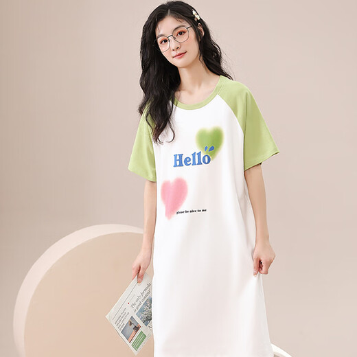 Lexi Beiqi Хлопковое хлопок с короткими рукавами ночной рубашкой Ladies Lamies Home Cartoon Cust Dev H702 170 160 (м)