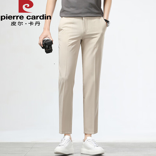 Pierre Cardin (Pierre Cardin) pantalones delgados de verano para pantalones recortados para hombres para niños pantalones casuales de pie delgado recto Pantalones de traje profesional 9921 Negro 32