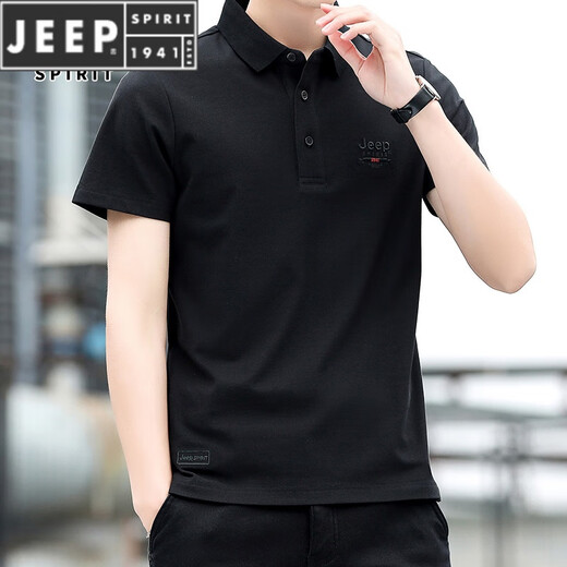 JEEP SPIRIT男士短袖t恤夏季2025新款宽松运动体恤翻领透气休闲polo.衫男 7027军绿 M