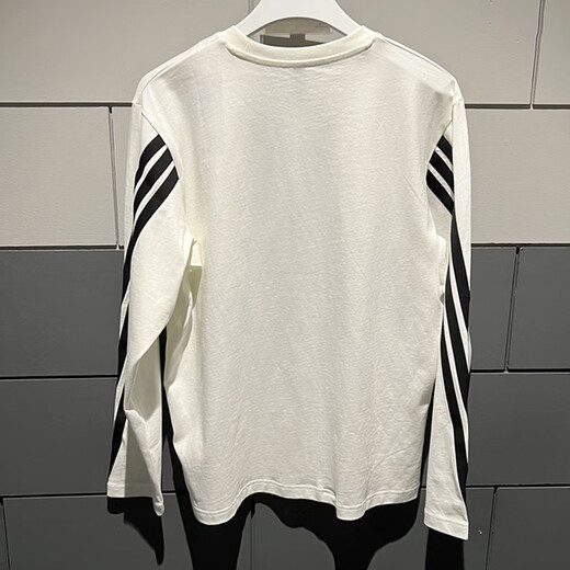 阿迪达斯 （adidas）长袖T恤男装2025夏季新款运动服针织透气圆领男士上衣KC3889 KC3889汉玉白 S