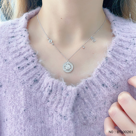 Chuxu PT950 Fu brand abacus spacer necklace hollow Fu character eight treasures compass pendant platinum set chain Valentine's Day gift platinum eight treasures compass necklace gold about 11g