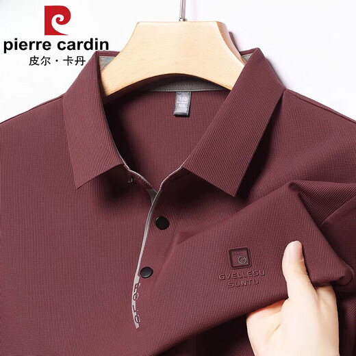 Pierre cardin men's t-shirt polo shirt short-sleeved summer loose real pocket middle-aged dad lapel top men 16803-pink XL 180/92A Recommended 150-170Jin [Jin equals 0.5 kg]