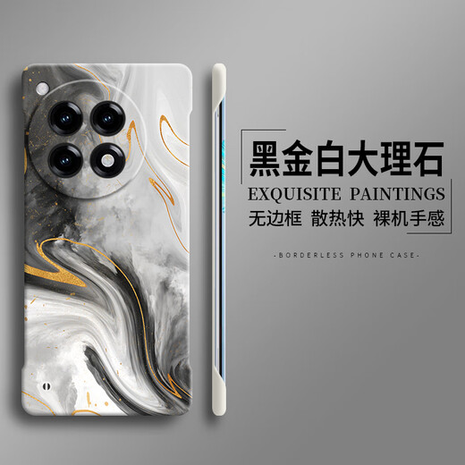 劲国兴鎏金水墨适用一加ace3手机壳1加ace新款2竞速版pro2V女v男aec的por硬壳套+防摔OnePlus款1+十秋冬 PC无边框-古董白-3527BL水瓷蓝SYH 一加 Ace 3