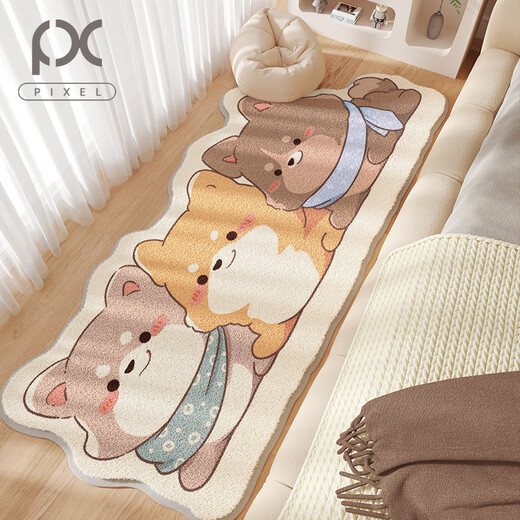 Pixel Carpet Cheerside Counder Cartoon Salle sans soins devant le lit Blanche à table basse épaissie canapé-lit Mat à sol Hot Dog et Cat-14082 120 * 240cm