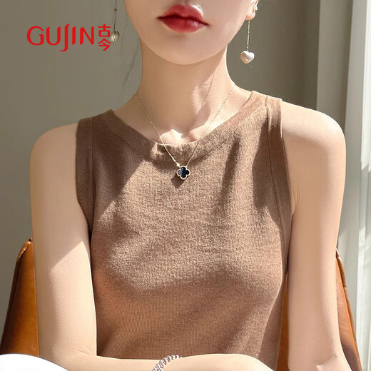 古今含绵羊毛吊带背心女百搭圆领春季针织衫薄款修身打底衫上衣