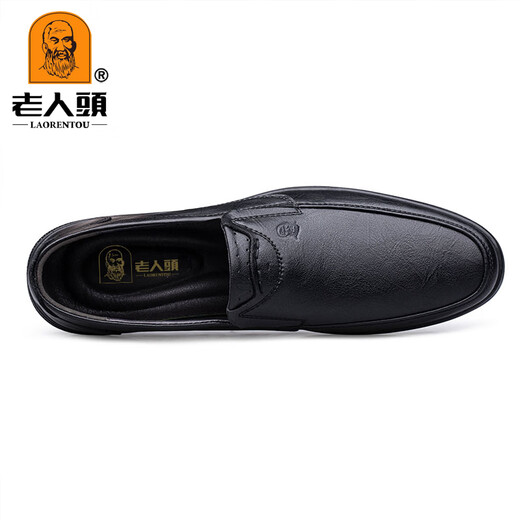Laoantou 2025 Autumn New Genuine Leather Men's Shoes Business Casual Soft Sole Soft Leather Comfortable Breathable Slip-On Non-Slip Leather Shoes Black Four Seasons 39 (245mm)