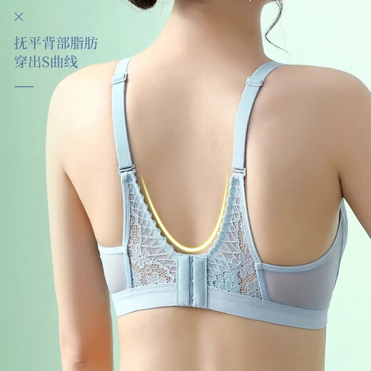 莫代尔兔耳朵内衣女夏季薄款大胸显小胸超薄聚拢防下垂无钢圈美背文胸罩 银灰 75B 34