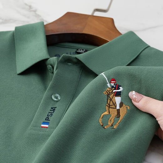Shirt Shan Lao Luo polo shirt Paul lapel short sleeve official flagship store Men's polo shirt pearl T-shirt summer S683 green [high quality] XL XXL code recommended 150-170Jin [Jin equals 0.5 kg]
