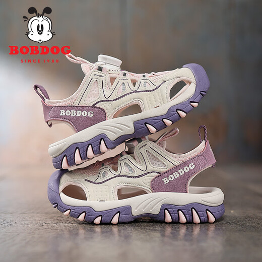 BOBDOG girls sandals 2025 new summer medium and large children's soft sole non-slip toe children's shoes girls outer wear sports shoes MQ223 pink 27 inner length 167mm