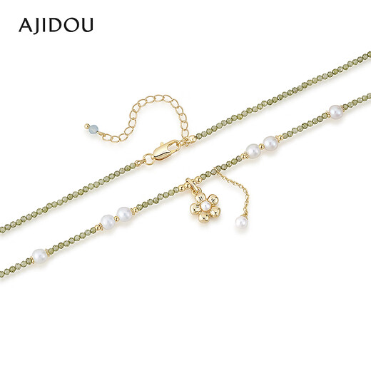 AJIDOU阿吉豆绿色小清新珍珠项链 绿色+白色 46cm 1个