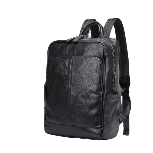 Kangaroo new men's genuine leather laptop bag men's backpack business travel cowhide large capacity new 9196 black irregular bag vertical pattern floral leather
