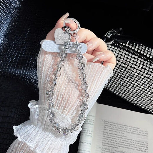 Beiyipin mobile phone lanyard wrist crystal high-end mobile phone chain hanging decoration gray rhinestone women's new flash diamond bracelet high-end pendant key hanging chain bag hanging pendant