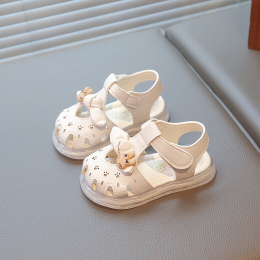 JOYNCLEON children's sandals, baby girl's soft-soled non-slip toddler shoes, children's toe-cap beach shoes, summer new baby shoes, white, 12.5 cm inner length