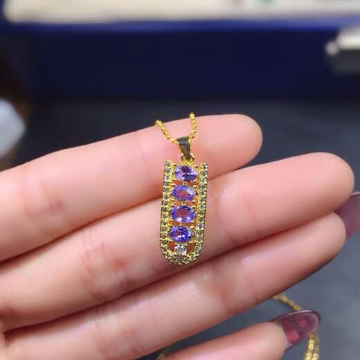 DRJEFUN new spot light luxury fashion super flash natural tanzanite pendant necklace S925 sterling silver inlaid exquisite and beautiful exquisite and beautiful