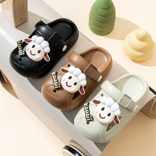 Ziweiqi Sommer Neues Kinderloch Schuhe Baby Sandalen Nicht-rutschfeste Innenkhaki-No-Zubehör 20-21 Größe/innere Länge 13,5 cm für 1-2 Jahre alt geeignet