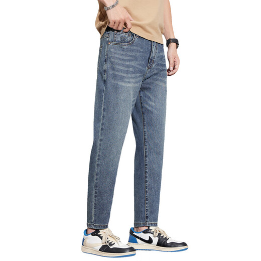 Rongxitu (Rongxitu) Neun-Punkte-Jeans im Sommer dünne Stil mit hoher Straight Fashion Casual Xiang829 Peacock Blue 28