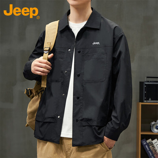 Jeep (JEEP) jacket men's autumn and winter loose workwear executive jacket men's trendy casual clothes men's black 2XL