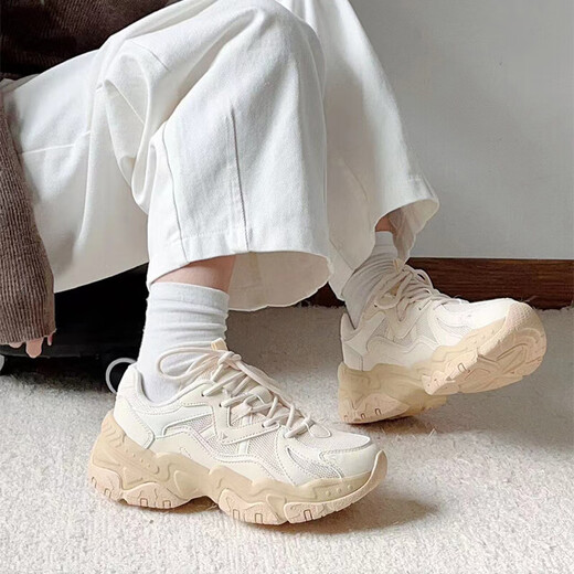 Camel (Camel) Retro Daddy Women's Zapatos Sombridos Sports Inventuales Higidos K24B09L7022 Beige/Primer Blancanieves 37